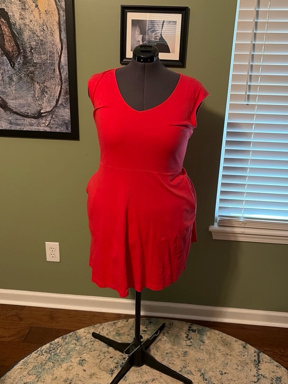 New York & Company Red Scoop Neck Cap Sleeve Mini Dress - Picture 1 of 2